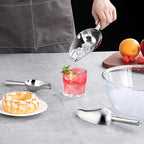 P&P CHEF Canister Scoop Set of 3, Ice Candy Scoop, Stainless Steel Multipurpose Food Scooper for Buffet Jar Freezer, Mirror Finish & Dishwasher Safe, Silver, 3+6+8 Oz