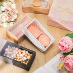 Roowest 50 Sets Kraft Soap Boxes Rectangle Packaging Box with Window Homemade Gift Box with Blank Tags and Jute String for Jewelry Candy Wrapping Party Favor(6.3 x 3.5 x 2 Inch,3 Colors)