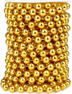 [33 Feet] Gold Pearl Beads Garland, 10MM 11 Yards Gold Faux Pearl Beads String Roll Bulk for DIY Craft Christmas Tree Wedding Party Decoration