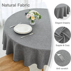 maxmill Round Linen Textured Tablecloth Spill-Proof Stainproof Wrinkle Free Washable Fabric Table Cloth for Circular Table Cover, Dining Room Buffet Banquet Parties Holiday Dinner, 70 Inch, Dark Grey