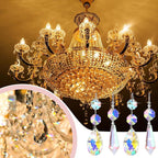 24 Pcs Chandelier Crystal Replacement 38 mm Teardrop & Icicle Crystal Prisms Hanging Gems Parts for Lamps and Chandeliers Suncatcher Christmas Tree Windows Home Decor (Colorful)