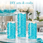 DomeStar Light Blue Fake Ice Rocks, 150PCS Acrylic Gems Crystals Plastic Diamonds Vase Centerpiece for Vase Fillers DIY Craft Wedding Party Table Scatter Aquarium Tank Decoration