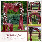20Ft Length x 28" Width Wedding Arch Draping Fabric 2 Panels Burgundy Arch Drapes Chiffon Fabric Sheer Curtains Backdrop for Party Decorations Wedding Ceremony Bridal Ceiling Stage Reception Decor