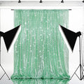 Eternal Beauty Mint Green Sequin Backdrop, 8x10 Ft Glitter Background Curtains for Shimmer Photography Party Wedding Birthday Back Drop Decor