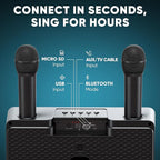 MASINGO Karaoke Machine for Adults and Kids with 2 Wireless Microphones, Portable Bluetooth Singing Speaker, Colorful LED Lights, PA System, Lyrics Display Holder, and TV Cable. Presto G2