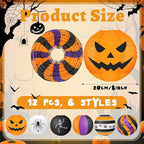 ADLKGG Halloween Party Decorations, Black Orange Purple Hanging Spider Bat Pumpkin Skeleton Paper Lantern for Halloween Birthday Decorations, Trick-or-Treating Events, Wedding,Garden Home Decor, 12pcs