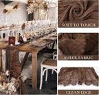 6 Pack Brown Cheesecloth Table Runner 35x120 Inch Gauze Coffee Table Runner Rustic Boho Cheese Cloth Sheer Runner for Wedding Baby Shower Bridal Shower Birthday Party Fall Decorations