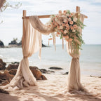 Wedding Arch Draping Fabric, 2 Panels 28" x 19Ft Deep Champagne Wedding Arch Drapes Sheer Backdrop Curtain for Wedding Ceremony Party Ceiling Decor