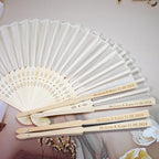 25 Pcs Personalized Cream Hand Fans for Wedding, Custom Engraved Silk Fans Folding Hand Fans, Summer Wedding Fans, Custom Wedding Party Favor Bridal Shower Gifts Baby Shower Favors