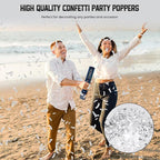 Party Poppers Confetti Cannon 12 Pack Silver Poppers 12 Inch Party Shooters Mylar Confetti Silver Foil Confetti Cannons Bulk for Wedding Birthday Graduation Baby Gender Reveal Christmas New Year