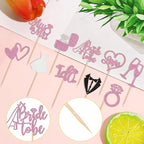 30 PCS Bride to Be Cupcake Toppers Glitter Miss to Mrs I Do Love Heart Ring Cupcake Picks Wedding Bridal Shower Cake Decorations for Wedding Engagement Bachelorette Party Supplies Purple