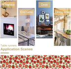 Strawberry Table Runner,Spring Summer Fruit Print Table Runner for Kitchen Dining Table Home Party Decoration 13x120 Inch