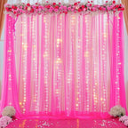 10x10 Hot Pink Tulle Backdrop Curtains for Parties, Sheer Backdrop Curtain Wedding Photo Background Drapes for Baby Shower Photography Birthday Party