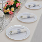 100 Pack Pre Rolled Silver Plastic Silverware Set with Napkins,Disposable Wrapped Heavy Duty Cutlery Set for Wedding Birthday Party-100 Forks,Knives,Spoon,Utensils Set,Plasticware Bulk