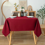 Biscaynebay Textured Fabric Christmas Square Table Cloth 60x60 Inch, Red Water Resistant Spill Proof Tablecloths for Dining, Kitchen, Wedding and Parties, Machine Washable