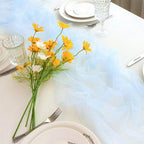 Snowkingdom Light Blue Cheesecloth Table Runner 10FT, Baby Blue Sheer Tulle Gauze Runner 120 Inch, Rustic Boho Party Table Decoration for Wedding Bridal Baby Shower Birthday Christmas Winter Holiday