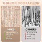 2 Pack Laser Champagne Foil Fringe Backdrop Curtains, Tinsel Streamers Birthday Party Decorations, Fringe Backdrop for Graduation, Baby Shower, Gender Reveal, Disco Party