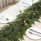 Real Touch Cedar Garland - Artificial Christmas Garlands Faux Green Cedar Fake Pine Needles Garland for Fireplace,Table, Stairs, Mantle, Window,Indoor Outdoor,Home,Holiday Decor(2 PCS,9 FT)