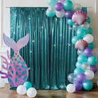 SquarePie Sequin Backdrop Less Transparent Background Sparkly Curtain for Wedding Party 6FT x 8FT Teal