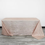 YOUR CHAIR COVERS - 90 x 132 inch Rectangular Crinkle Taffeta Tablecloth - Blush, Rectangle Table Linens for 6 ft Rectangular Tables, Wedding Crushed Table Cloth