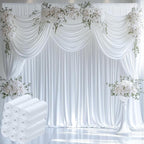 60ftx12ft Wrinkle Free White Backdrop Curtain, 12 Panels 12FT Height White Wedding Backdrop Drapes, Silky Polyester Back Drop Cloth for Birthday Photography Background Party Backdrop Draping