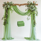 Wedding Arch Draping Fabric 4 Panels 28.7" x 20FT Sage Green Sheer Chiffon Backdrop Drapes for Wedding Ceremony Birthday Party Bridal Shower Outdoor Decoration