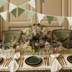 32Ft Sage Green Party Decorations Sage Gingham Banner Olive Green Buffalo Plaid Checkered Triangle Flag Pennant Fabric Garland Streamers for Birthday Baby Shower Wedding Picnic Golf Party Decorations