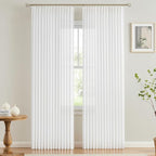 Vision Home White Pinch Pleated Semi Sheer Curtains Textured Light Filtering Window Curtains 90 inch for Living Room Bedroom Rayon Blended Pinch Pleat Drapes with Hooks 2 Panels 40" Wx90 L