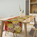Brown Dahlia Floral Table Runner, Seasonal Autumn Thanksgiving Pattern Print for Home Kitchen Table Decor Dining Coffee Room Party Decor 13x70 Inch