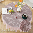 Jeloris Round Lace Tablecloth with Elegant Scalloped Bottom for Any Special Event Such as Wedding, Birthday Party, Baby Shower, Anniversary (70 inch, Style 2)