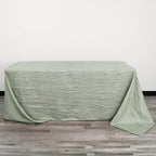 YOUR CHAIR COVERS - 90 x 156 inch Rectangular Crinkle Taffeta Tablecloth - Sage, Rectangle Table Linens for 8 ft Rectangular Tables, Wedding Crushed Table Cloth