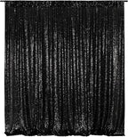 Poise3EHome Black Sequin Backdrop, 10Ft x 10Ft Glitter Photography Background Curtains, Sequence Drapes for Party Baby Shower Wedding Birthday Christmas Thanksgiving Halloween Decoration