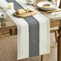 Artoid Mode Dark Grey Farmhouse Rustic Table Runner, Seasonal Holiday Hollow Kitchen Dining Table Decoration for Home Party Decor 12x48 Inch