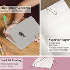 SETTINI Dotted Journal, Ideal for Bullet Journaling - A5 Vegan Leather Notebook, 192 Archival-Quality Pages, QuillEase Bleed-Free Paper, Inner Pocket & Bookmark - Elephant Gifts for Women & Men, Grey Elephants