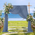 SiinvdaBZX 2 Panels Wedding Arch Draping Fabric 30" x 20Ft Dusty Blue Sheer Chiffon Fabric Outdoor Extra Long Decorative Drapery Fabric for Party Ceremony Ceiling Curtain Backdrop