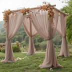 10ft x 10ft Taupe Backdrop Curtain Drapes, Wrinkle-Free Sheer Chiffon Fabric Photo Backdrop Panels for Wedding Arch Party Ceremony Stage Photo Backgrounds