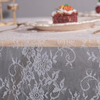 TINWIN Rectangle Lace Tablecloth 60x120 Inch White Vintage Runner Eyelash Fabric for Kitchen Dining Picnic Table Wedding Decor for Home Decoration Tea Party Decor-3