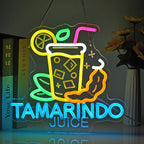 CNBEYOUNG Tamarindo Juice Neon Sign, Neon Lights Hanging Wall Art Decoration for Mexican Restaurant Shop Bar Cafe Kitchen Party Home Decor, USB Powered Ultra Bright Dimmable,12.83x 11.8inches