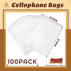 LOKIQNG Cellophane Bags Plastic Treat Bag Clear Cookie Candy Bags with Twist Ties for Party Favor Bag(100PACK,4x6inch)