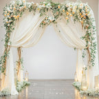 Wedding Arch Draping Fabric,1 Panel 18FT Beige Arch Drapes Chiffon Fabric Drapery Decorations for Ceremony Reception Party Ceiling Backdrop