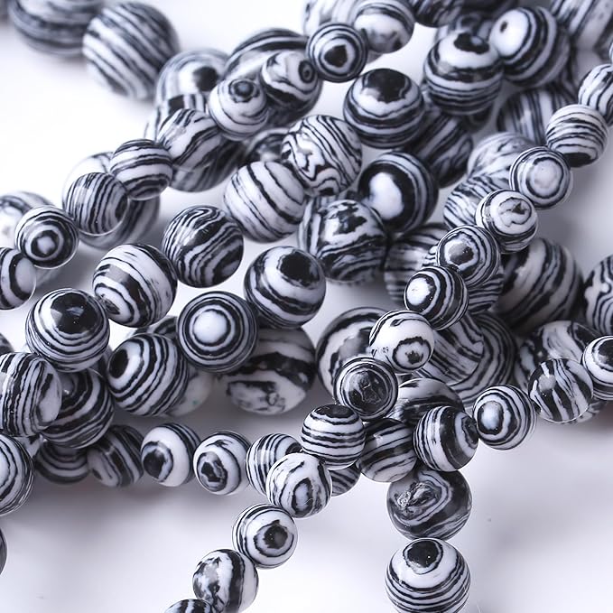Black Peacock Turquoise Stone Beads Gemstone Round Crystal Energy Jade Beads Stone Beads for Jewelry Making DIY Bracelet Necklace Jewelry Making 1 Strand 15.5inch 45PCS 8MM