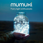 MUMUXI 20 Pack 3.3ft Fairy Lights Battery Operated String Lights, Mini White LED Powered, Waterproof, Silver Wire Firefly Mason Jar for Home, Party, Wedding Decorations, Cool White