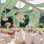 Ceiling Drapes Wedding Arch Drapes Chiffon Arch Draping 2 Panels 5x20 FT Sage Green Ceiling Decorations Sheer Backdrop Curtain for Parties Tulle Fabric Arbor Drapery Swag Ceiling Curtains for Events