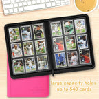 9 Pocket Card Binder, Premium Zip Trading Card Binder, 540 Double Sided Pocket PU Collection Binder, Collector Album, Card Folder for MTG, TCG, Sports Cards
