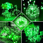 24 Pack Green Fairy Lights 7Ft 20 LED Twinkle String Lights 3 Modes Battery Operated Waterproof Firefly Starry for Mason Jar Party Wedding Christmas Valentines Day Table Centerpieces