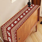 Boho Elephant Table Runner, Vintage Tribal Traditional African Animals Ethnic Folk Red Table Center Decor for Home Kitchen Dining Patio Holiday Party Indoor Outdoor Table Decorations, 13"x36" Inch