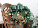 Christmas Ribbon Wired Green Satin Ribbons 2-1/2 Inch Double-Faced Gold Glitter for Tree Decoration, Wreath, Gift Wrapping, Home Decor 10 Yards
