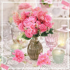 Zeyune 8 Pcs Wedding Silk Flowers Fake Silk Flowers Faux Bouquet Hydrangea Bouquets for Wedding Birthday Party Table Centerpieces Home Decoration(Rose Red,Peony)