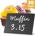30 Pack Mini Chalkboard Signs 3x4 for Buffet & Table Use – Small Reusable Food Labels - Plastic Blackboard Display Cards for Wedding - Catering Vendor - Booths Party Tables & Bakery Displays