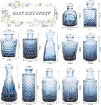 Glass Bud Vase Set of 12, Small Blue Flower Vases for Centerpieces in Bulk, Mini Vintage Vase for Wedding, Home,Table Decoration